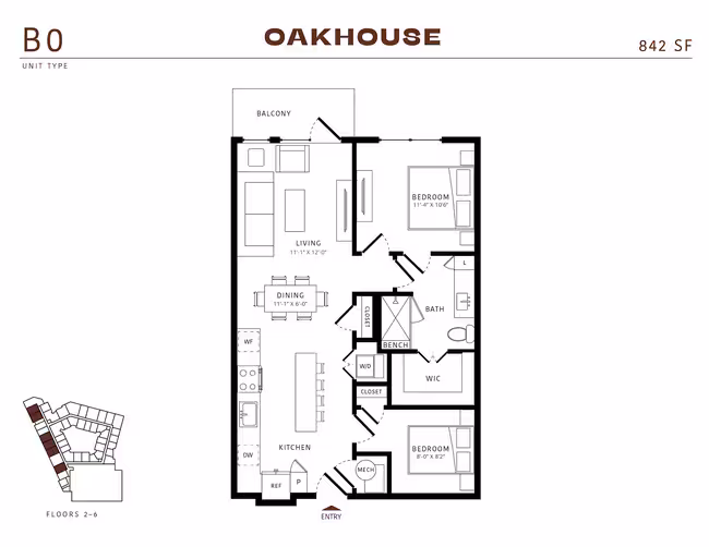 2 Beds • 2 Bath 201 floor plan